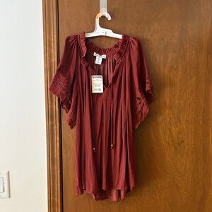 cupcakes & cashmere Burgundy Blouse